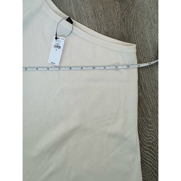 Banana Republic NWT One Sleeve Knit Sweater Top Asymmetric Size M Cream - Picture 7 of 8